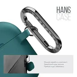 Силіконовий чохол для навушників Apple AirPods 4, Hang Case, зелений, ультратонкий захисний кейс товщиною 2 мм, захист від подряпин, пилу та ударів, компактний, з карабіном для кріплення, ArmorStandart (ARM81280) - мініатюра 4