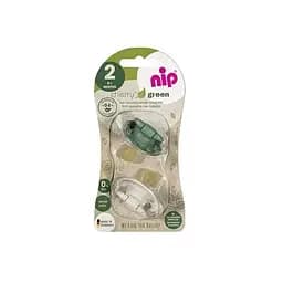 Круглая пустышка Nip Зеленая Вишенка, 6+ мес., зеленый с бежевым, 2 шт. (38591-51)