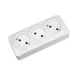 Розетка Horoz Electric Power max-3 Eva, потрійна накладна, біла