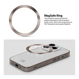 Чехол-накладка для Apple iPhone 14 Pro, Replica MagSafe, белый, противоударный защитный чехол с магнитным кольцом MagSafe, защита всего корпуса, TPU+PC, зеркальный, выступающий бортик вокруг экрана, ArmorStandart (ARM76218) - мініатюра 4
