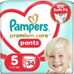 Підгузки-трусики Pampers Premium Care Pants Розмір 5 (11-17 кг) 34 шт. 