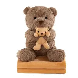 Игрушка-подушка Медведь с малышом и пледом 110х140 см коричневый плюшевый плед игрушка подушка детская ТМ COLORFUL HOME 509-33BR