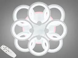 Люстра стельова LED Diasha 8022/4+4WH, 150W, 3200K-6000K, білий акрил, сучасний стиль з диммером