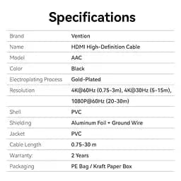 Кабель Vention HDMI-HDMI V 2.0 20 м (AACBQ) - мініатюра 3