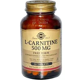 L-Карнитин Solgar L-Carnitine свободная форма 500 мг 60 таблеток