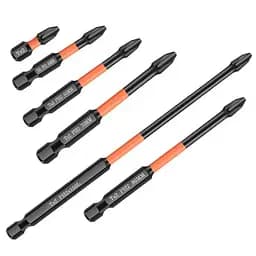 Набор 6 шт магнитных крестовых головок из стали черные 25/50/65/70/90/150 мм 1/4 дюйма для отвертки