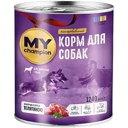 Влажный корм для собак MY champion кусочки с телятиной 1240 г