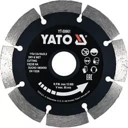 Диск відрізний алмазний по каменю і бетону Yato Ø=115x1.8x10x22.2мм (YT-59961)