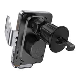 Автотримач з БЗП Hoco HW7 Transparent Discovery Edition (air outlet) Metal gray - мініатюра 5