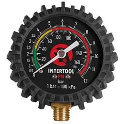 Манометр для підкачування шин коліс на пневматичний пістолет Intertool 1/8" x 63мм x 10бар PT-0499