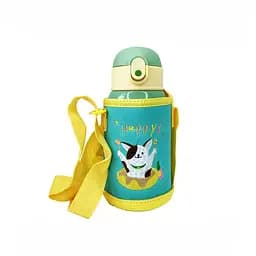 Термос-поїльник з силіконовою трубочкою MGZ-0318(Yellow) чашкою, в чохлі з ремінцем, 550 мл