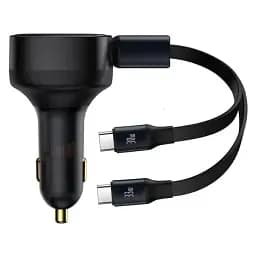 Автомобільний зарядний пристрій Baseus Enjoyment Retractable 2-in-1 Car Charger Type-C+Type-C 33W C00035500111-00 Black