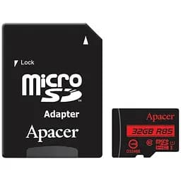 Карта пам'яті Apacer microSDHC 32Gb Class 10 UHS-I/U1 R85 + SD adapter (AP32GMCSH10U5-R) [107522]