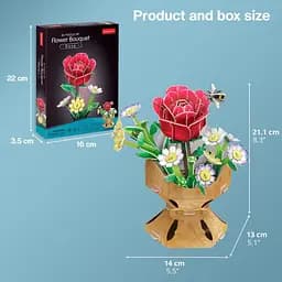 Тривимірна головоломка-конструктор Cubic Fun Flower Bouquet Rose Букет квітів Троянда (W3301h) - мініатюра 7