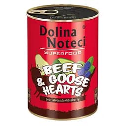 Консерва Dolina Noteci Superfood для собак 400 г (яловичі та гусині серця)