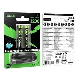 Акумулятори пальчик AA 3200 mAh 2 шт. з роз'ємом Type-C HOCO JA3 - мініатюра 5
