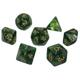 Набір кубиків Pearl 7 Dice Set - Dark Green (w-gold) , 7 шт. (g7dpearl12)