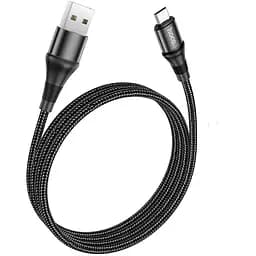 Кабель Hoco X50 USB to Micro 2.4A 1 м nylon aluminum connectors черный