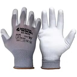 Рукавички робочі захисні Mastertool поліуретанова сіра 10" (в упаковці 6 шт.)