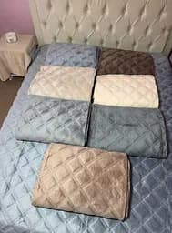 Покрывало-стеганое Котон-Велюр Шанель 220x240 см - мягкое двустороннее покрывало без выбора цвета