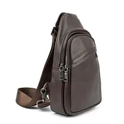 Сумка-слінг чоловіча шкіряна Tiding Bag 8010C шоколад