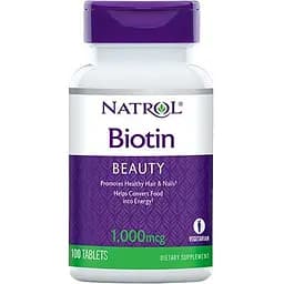 Витамины и минералы Natrol Biotin 1000 mcg, 100 таблеток