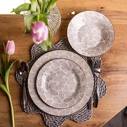 Столовий сервіз золотий на 6 персон 18 предметів набір фарфорових тарілок для сервірування столу сервіз тарілок Yiwu HP-HK-A6