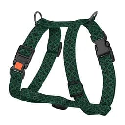 Шлея для собак Н-подібна Барксі патріотична 16 мм Вишиванка зелена