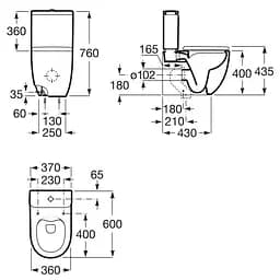 Чаша підлогового унітазу Roca Meridian-N Rimless A34224L000, Білий - мініатюра 2