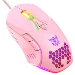 Компьютерная мышка Onikuma для ПК и ноутбука C15 Pro 6400 DPI проволочная с RGB подсветкой 7 кнопок Розовый