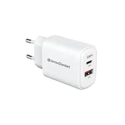 Зарядний пристрій ArmorStandart AR-T252WEU 25W GaN USB-C+ USB-A White (ARM89532)