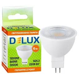 Лампочка Delux JCDR 6Вт 3000K 220В GU5.3 (90019264)
