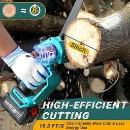 Бездротова акумуляторна міні ланцюгова пилка chain saw 8 дюймів з подачею олії 2 акб і зарядним пристроєм  - мініатюра 3