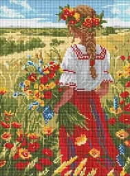 Набор с алмазной мозаикой на подрамнике В родных полях Ideyka AMO8057, 30x40 см