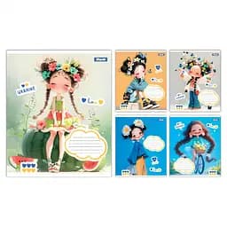 Зошити учнівські 12 аркушів коса лінія 1B Free and Happy, 25 шт. в упаковці