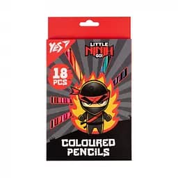 Карандаши цветные Yes Ninja, 18 цветов, красно-серый