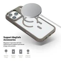 Чехол для Apple iPhone 17 Pro Max, Unit MagSafe, серый, прозрачный, MagSafe, противоударный, магнитный, панель-накладка с поддержкой MagSafe, с поддержкой беспроводной зарядки, TPU+PC, защита всего корпуса, ударопрочный, ArmorStandart (ARM87915) - мініатюра 4