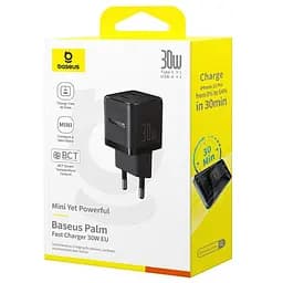 МЗП Baseus Palm Fast Charger 30W (1USB-A/1C) (P1011160A) Cluster Black - мініатюра 6