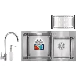 Набір Mixxus SET-7843D-220x1.0-Satin (мийка+змішувач+диспенсер+сушіння для посуду) (MX0583)