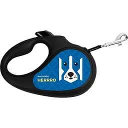 Повідець-рулетка для собак Waudog R-leash Патрон, світловідбиваючий, M, до 25 кг, 5 м, чорний
