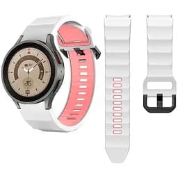 Ремінець для Samsung Galaxy Watch 7 - біло-рожевий ширина кріплення 20мм силікон розмір L Watchbands Ribbed (W47-9WBWB67802627)