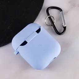 Силіконовий футляр з мікрофіброю для навушників Airpods 1/2 Блакитний / Lilac Blue - мініатюра 4