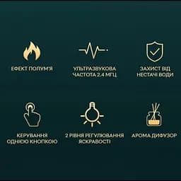 Нічник зволожувач повітря чорний з імітацією полум'я аромадифузор 180 мл - мініатюра 2