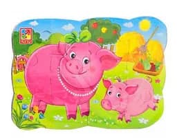 Детские пазлы на магните Свинья и поросенок А5 VT3205-77, 12 элементов