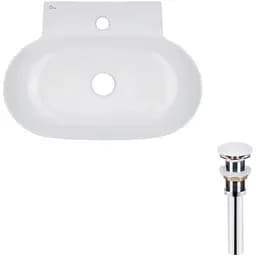 Комплект Qtap Cardinal: Раковина подвесная/накладная овальная 565х400х130 мм White + Донный клапан PU02 (QT0411K177WN47330)