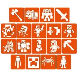Набор трафаретов для био-тату "Minecraft" Fresh Tattoo Minecraft-5x5-18, 18 трафаретов