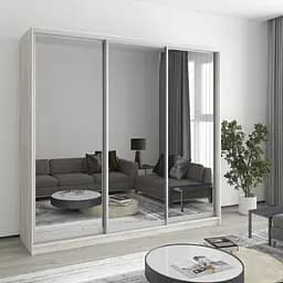 Шкаф-купе трехдверный MebelStar Комбо AL 3 Зеркала 220x60x210 см Аляска серый (MBS-3426)