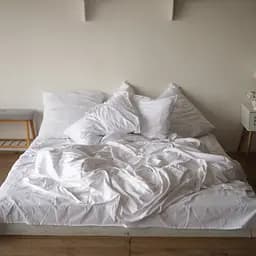 Комплект постельного белый страйп сатин 100 % хлопок белья White - двуспальный