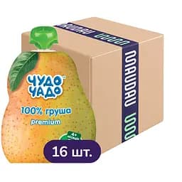 Упаковка пюре Чудо-чадо Груша без сахара пауч 1.44 кг (90 г х 16 шт.)