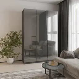 Шафа 3-дверна MebelStar Оскар Gloss BL-B, блок шухляд+полиці 150x52x220 см Антрацит/Антрацит (MBS-5250)